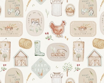 Animal Fabric, Cotton Fabric, 100% organic cotton poplin