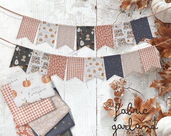 Halloween fabric garland kit for making. 100% organic cotton fabric