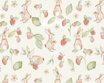 Children's fabrics, Cotton fabric, 100% organic cotton poplin, Numbers fabric, Rabbit fabric