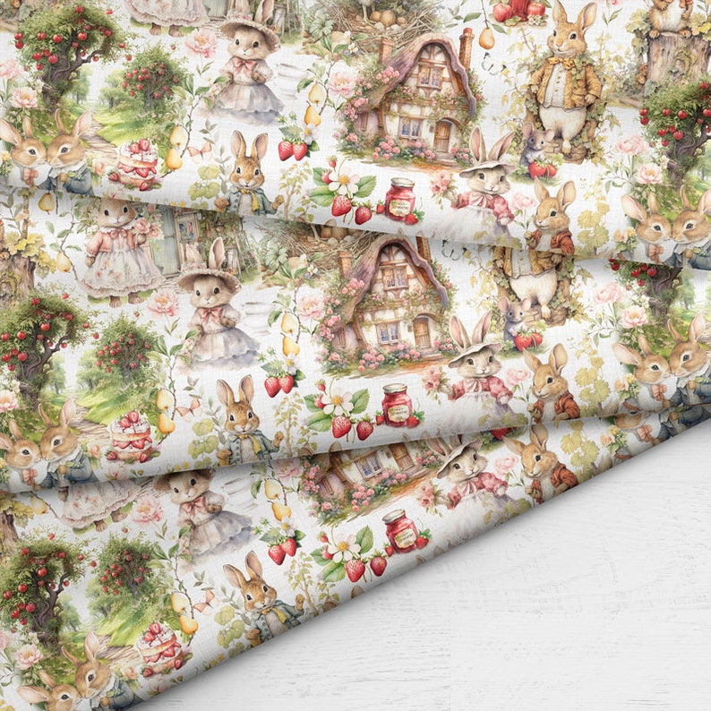 Peter Rabbit fabric, Cotton fabric, 100% organic cotton poplin image 2