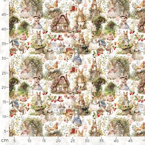 Tela Peter Rabbit, Tela de algodón, popelina 100% algodón ecológico imagen 3