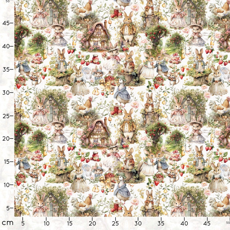 Peter Rabbit fabric, Cotton fabric, 100% organic cotton poplin image 3