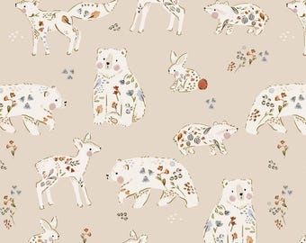 Children's Fabrics, Cotton Fabric, 100% Organic Cotton Poplin, Number Fabric, Animal Fabric