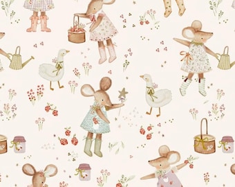 Little Mice Fabric, Children's Fabrics for patchwork and sewing. 100% organic cotton fabric