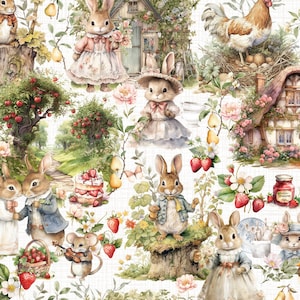 Peter Rabbit fabric, Cotton fabric, 100% organic cotton poplin image 1