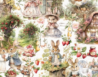 Peter Rabbit organic cotton fabric, exclusive design, available in various fabrics for sewing and patchwork.