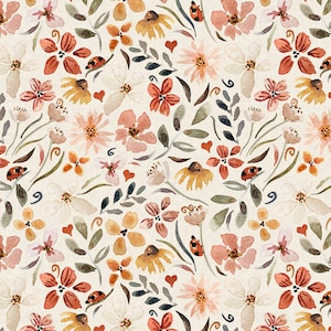 Flower fabric, Cotton fabric, 100% organic cotton poplin , Childish Fabric