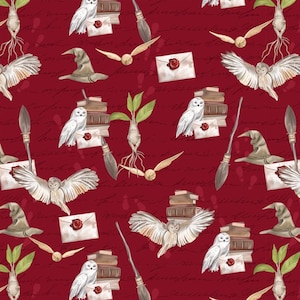 Tela Wizard's School, Tela de algodón, popelina 100% algodón ecológico