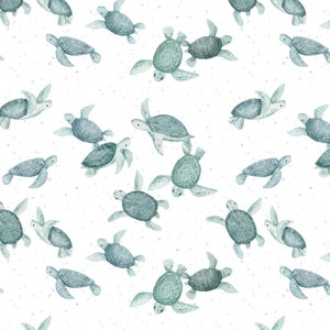 Turtles fabric, Cotton fabric, 100% organic cotton poplin