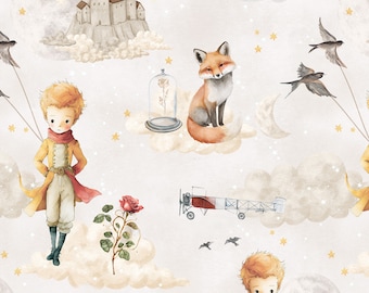 The Little Prince Fabric, Tessuto di cotone, Popeline di cotone biologico 100% Addams