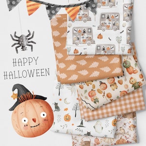 Halloween Fabrics, Tessuti per bambini, Tessuto di cotone, Popeline di cotone biologico 100%, tessuti al metro, Fat Quarters Bundle