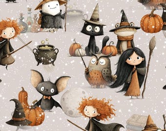 Witches fabric, cotton fabric, 100% organic cotton poplin