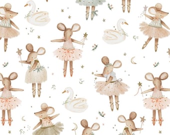 Ballerina Fabric, Children's Fabrics, Cotton Fabric, 100% Organic Cotton Poplin