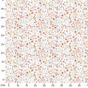 Tessuto Floreale, Tessuto di cotone, Popeline di cotone biologico 100% , tessuto per bambini immagine 3