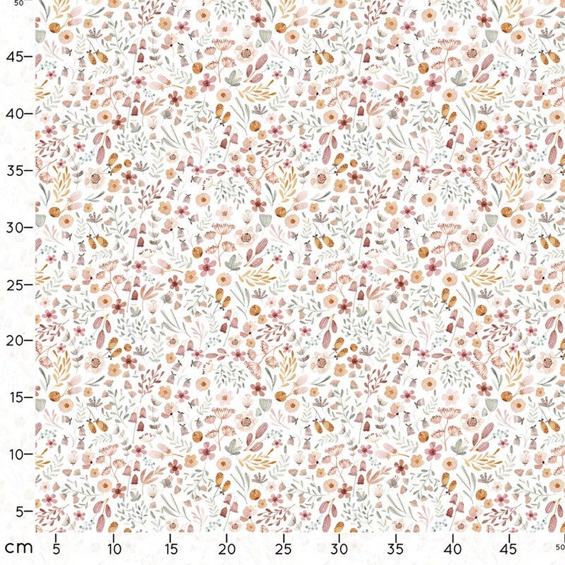 Tessuto Floreale, Tessuto di cotone, Popeline di cotone biologico 100% , tessuto per bambini immagine 3