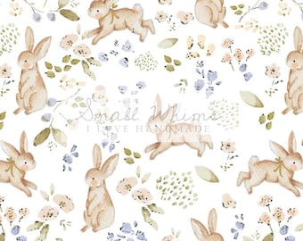 Children's Fabrics, Cotton Fabric, 100% Organic Cotton Poplin, Number Fabric, Rabbit Fabric