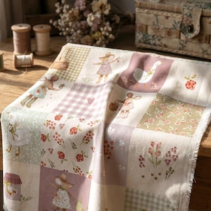 Ekologiczna tkanina bawełniana, Little Mice, ekskluzywny wzór, dostępna w różnych tkaninach do szycia i patchworku.