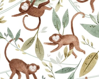 Tissu avec des animaux, Tissus pour enfants, Tissu en coton, Popeline de coton 100% biologique