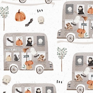 HALLOWEEN fabric, Cotton fabric, 100% organic cotton poplin