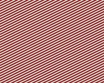 Christmas Fabric Red Stripes, Cotton Fabric, 100% Organic Cotton Poplin Christmas.