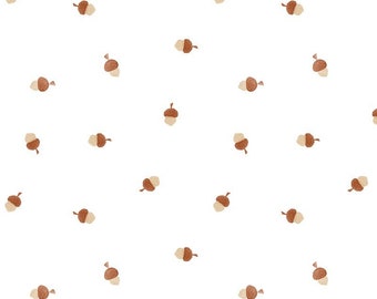 Children's fabrics, Cotton fabric, 100% organic cotton poplin, fabrics per meter, Autumn fabric, Nature fabric, Acorns