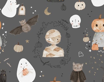 HALLOWEEN fabric, Cotton fabric, 100% organic cotton poplin