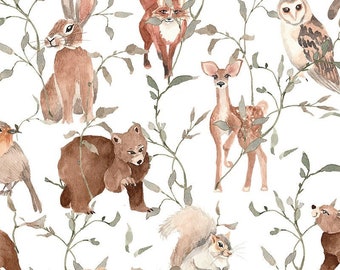 Animal Print Fabric, Children's Fabrics, Cotton Fabric, 100% Organic Cotton Poplin