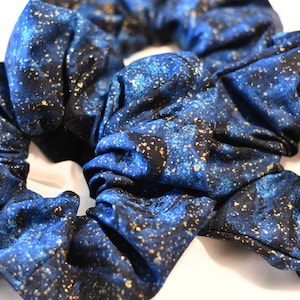 Blue and Gold Sparkle Boho Scrunchie, 90&#39;s fashion, Hair Tie,  Gift for Women, Scrunchy | Gifts for her | Ready to Ship