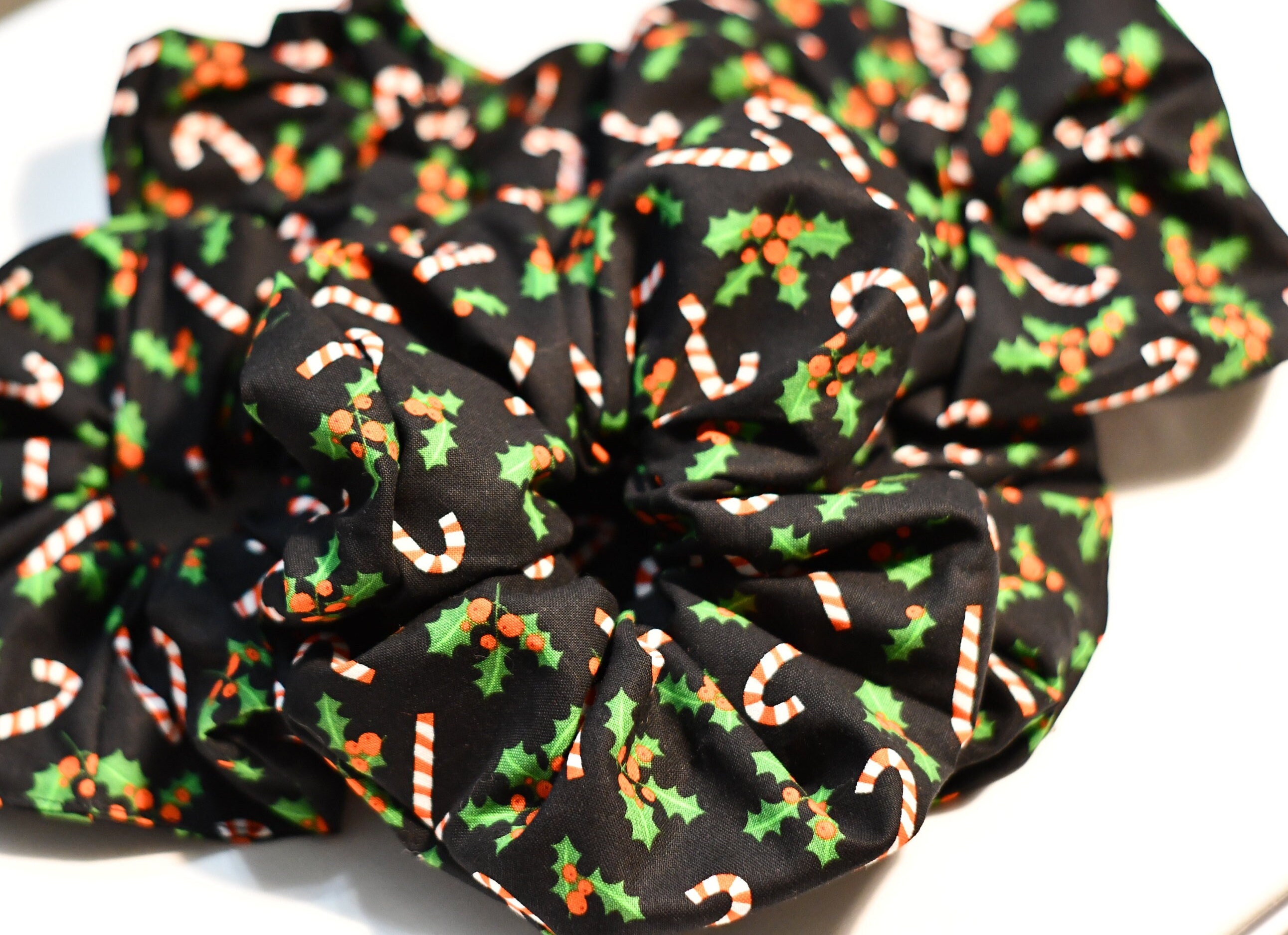 Handmade Christmas Candy Cane Scrunchie - 90s Fashion, Hair Tie, Gift for Her | Ready to Ship