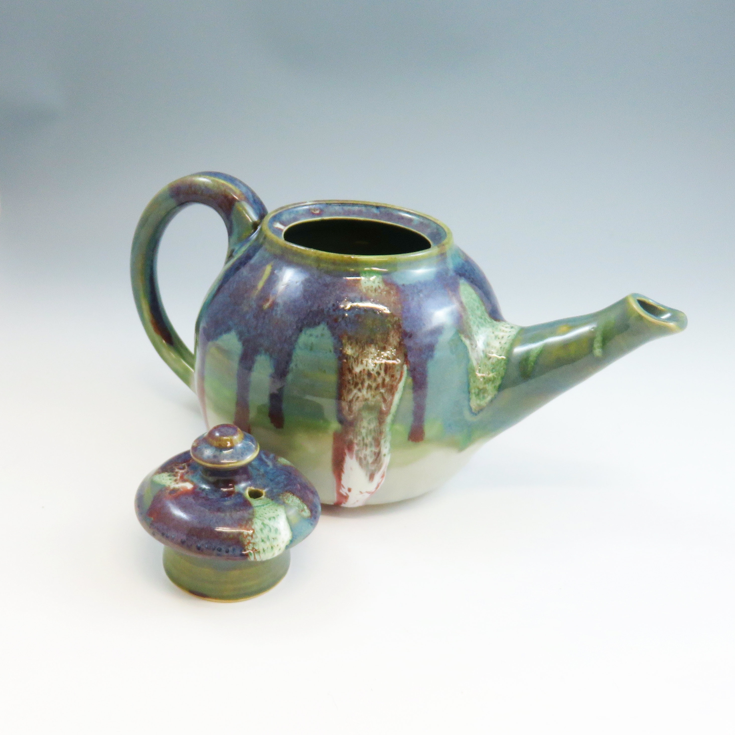 Unique Large pottery teapot,turquoise pottery teapot,multi colored