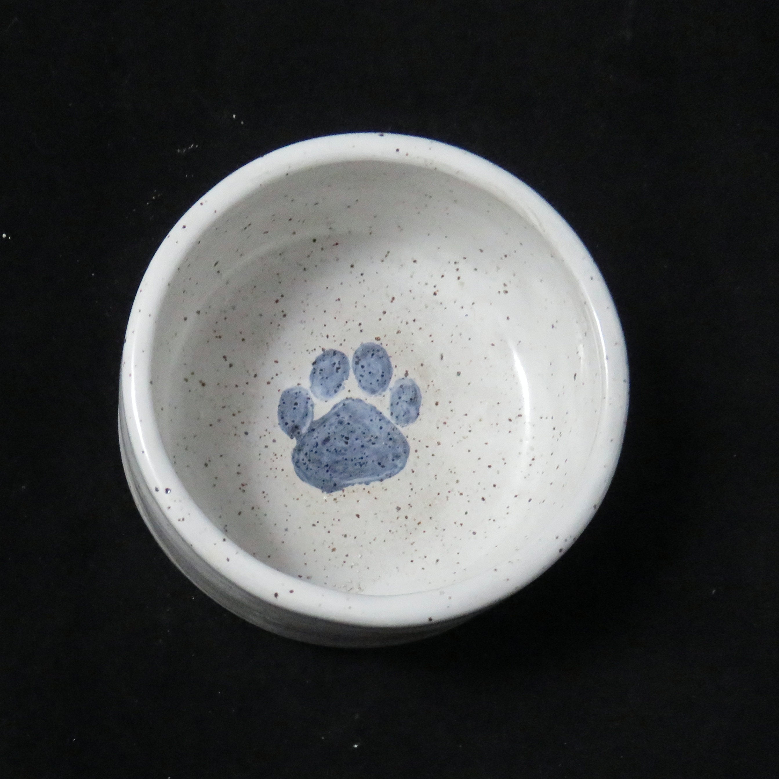 White Paw Print Ceramic Bowl Small Cat Bowl Small Dog bowl Pottery