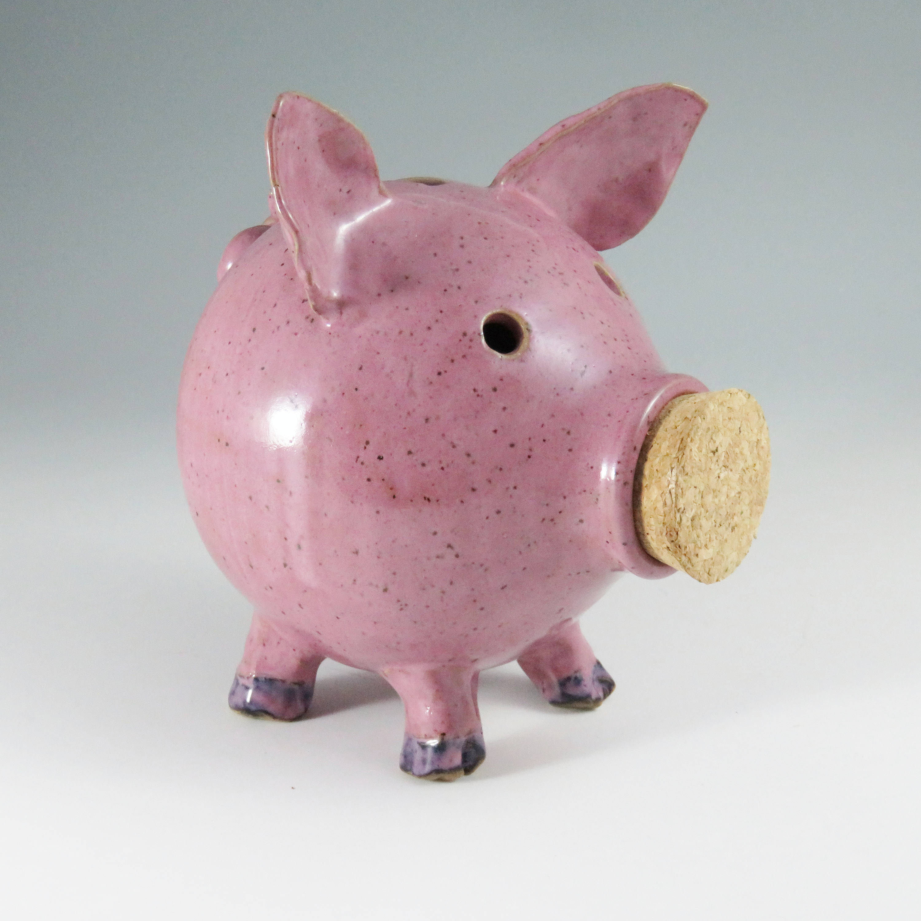 Pink Ceramic Piggy Bank,Unique Coin Bank,Pink Pottery Piggy Bank,Ready
