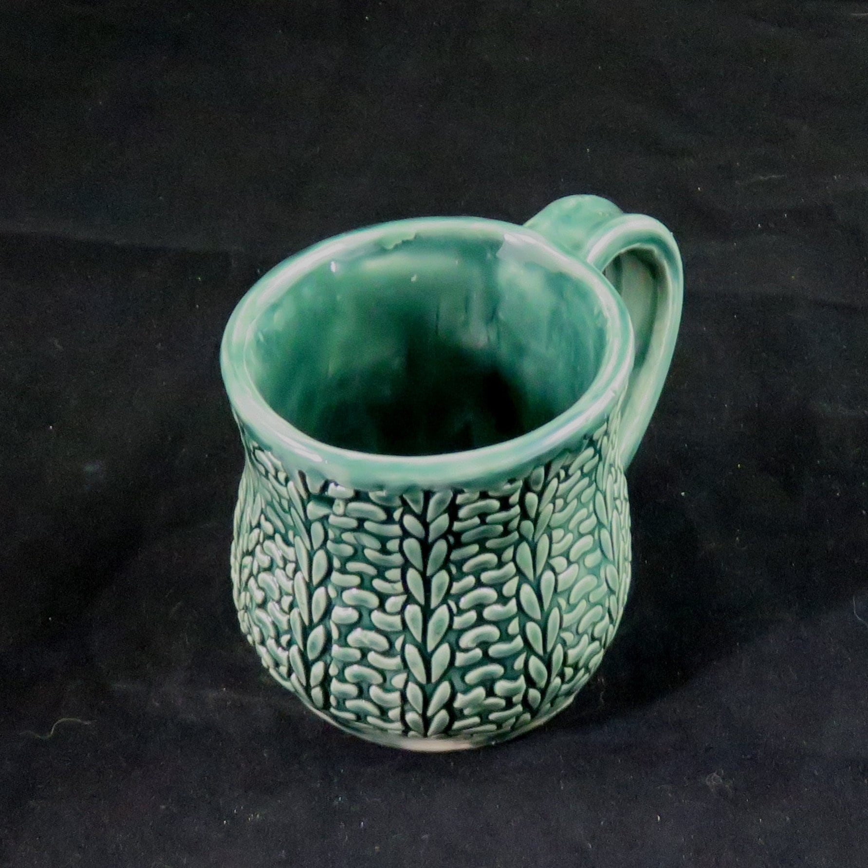 Unique pottery mug,handbuilt ceramic mug,green ceramic mug,ready to
