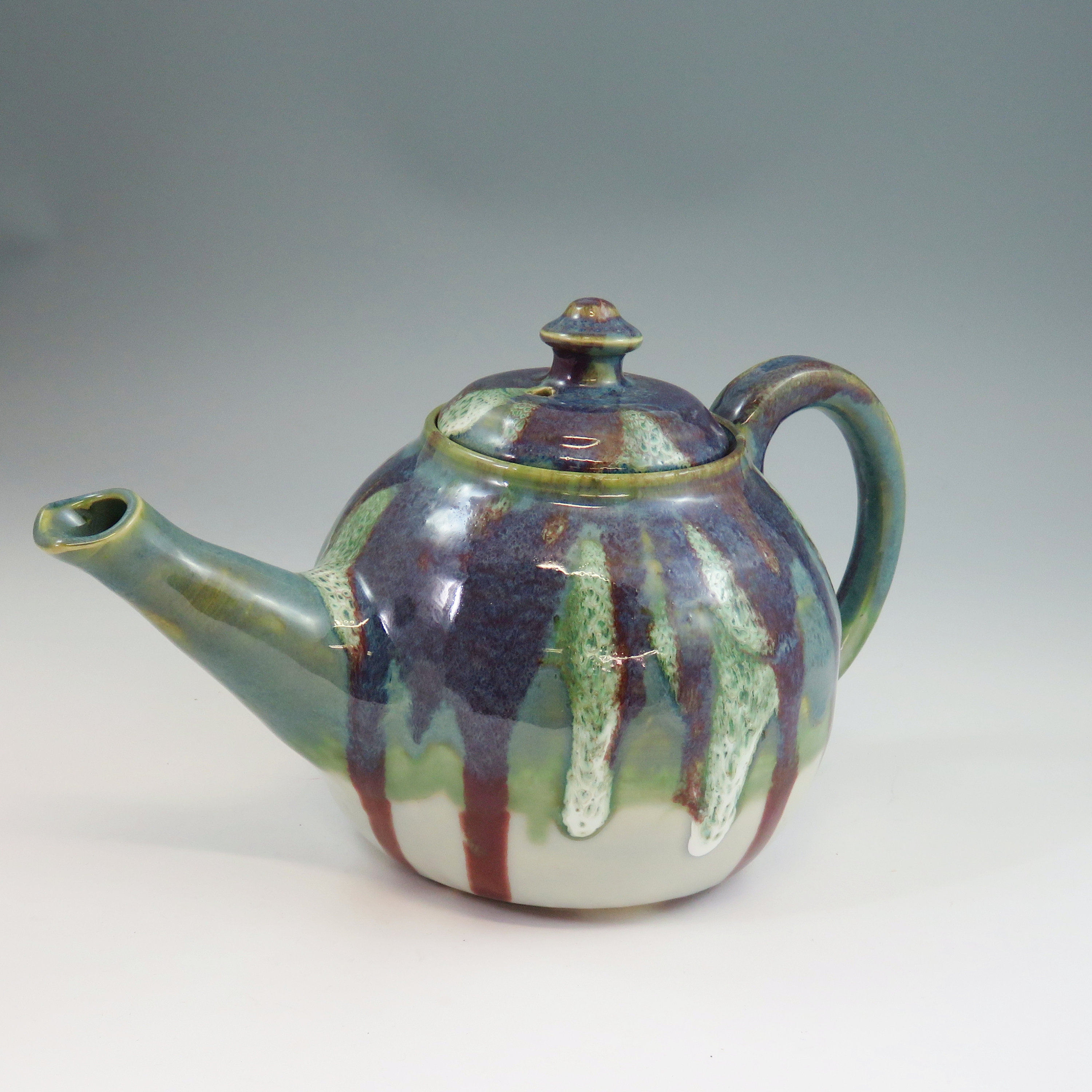 Unique Large pottery teapot,turquoise pottery teapot,multi colored
