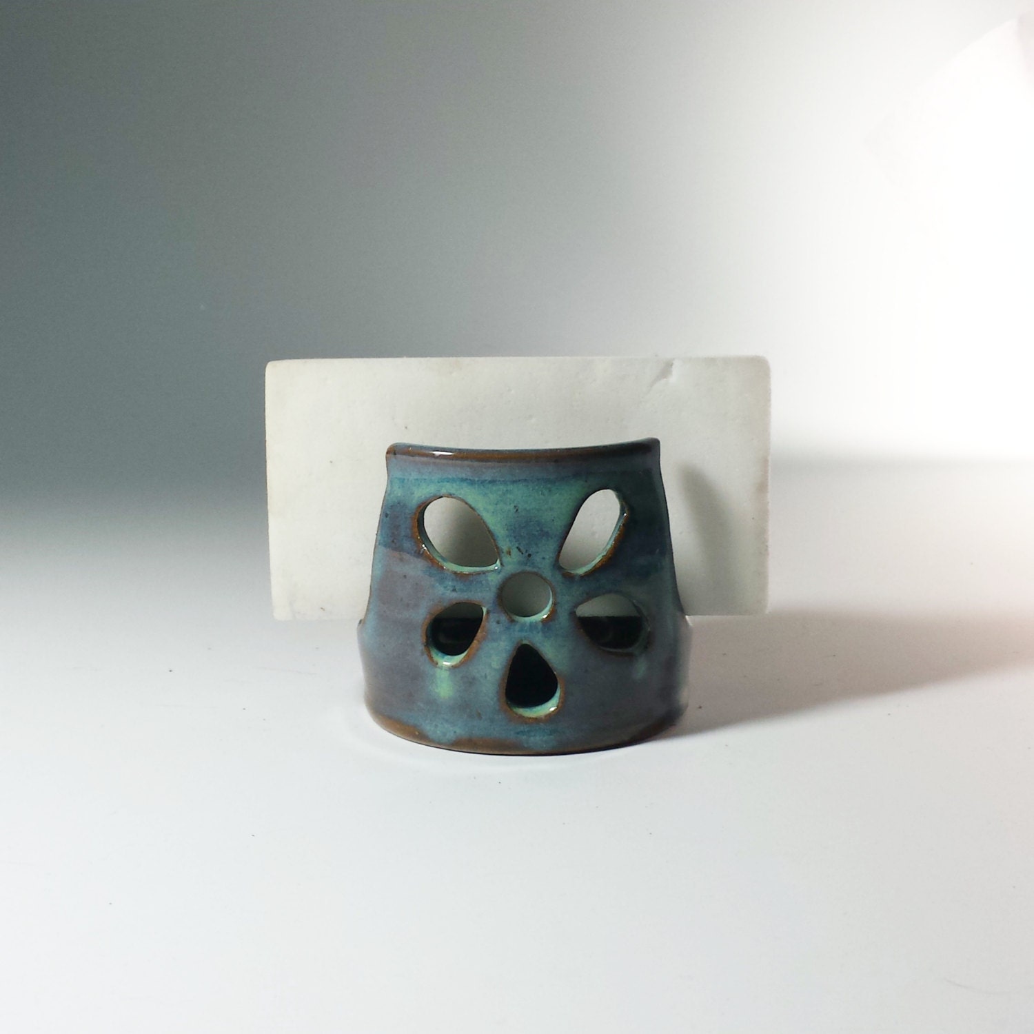 Handmade Wheel Thrown Ceramic Pottery Sponge Holder,Ready to ship, Blue