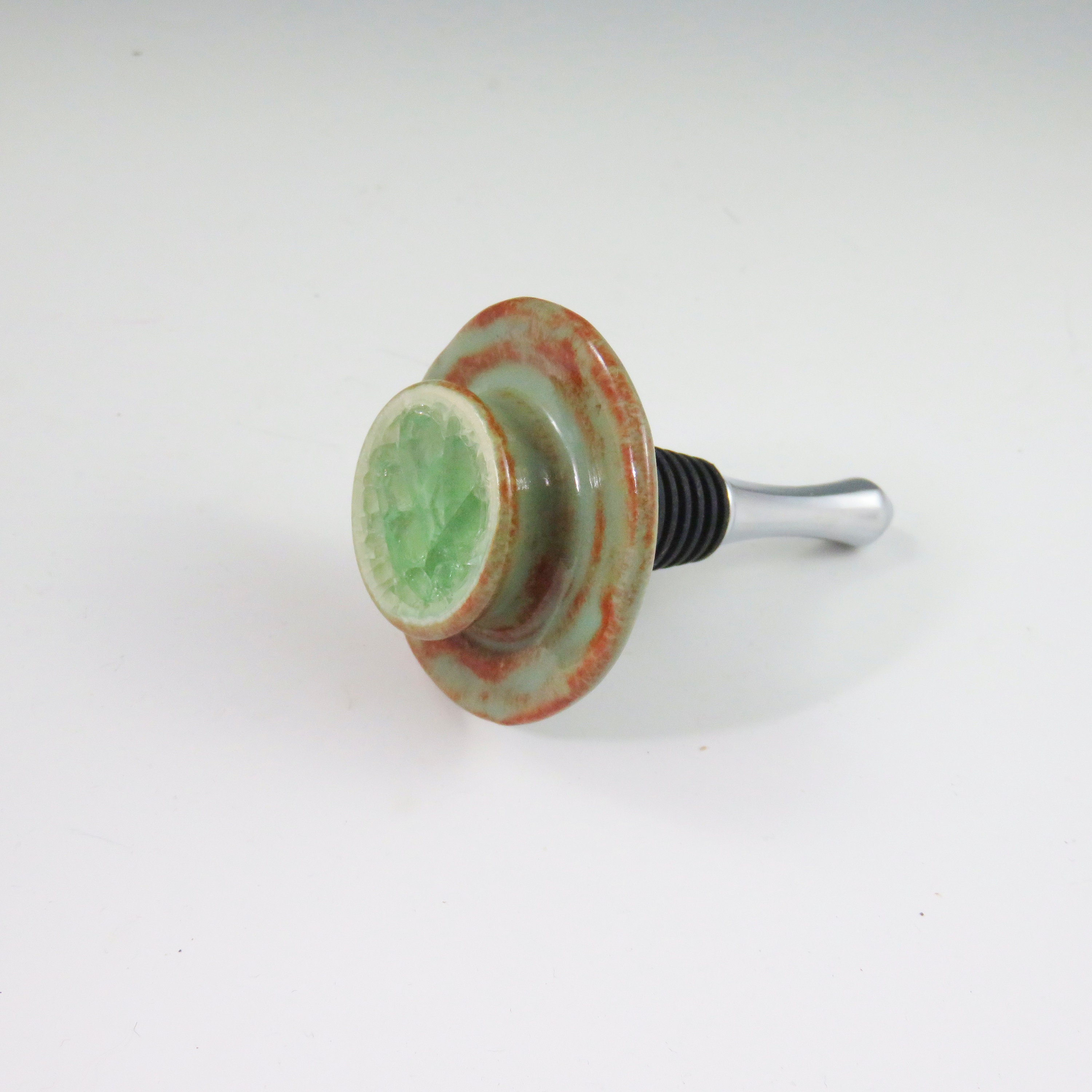 Ceramic Wine Bottle Stopper,Pottery Wine Bottle Stopper,Fused Glass and