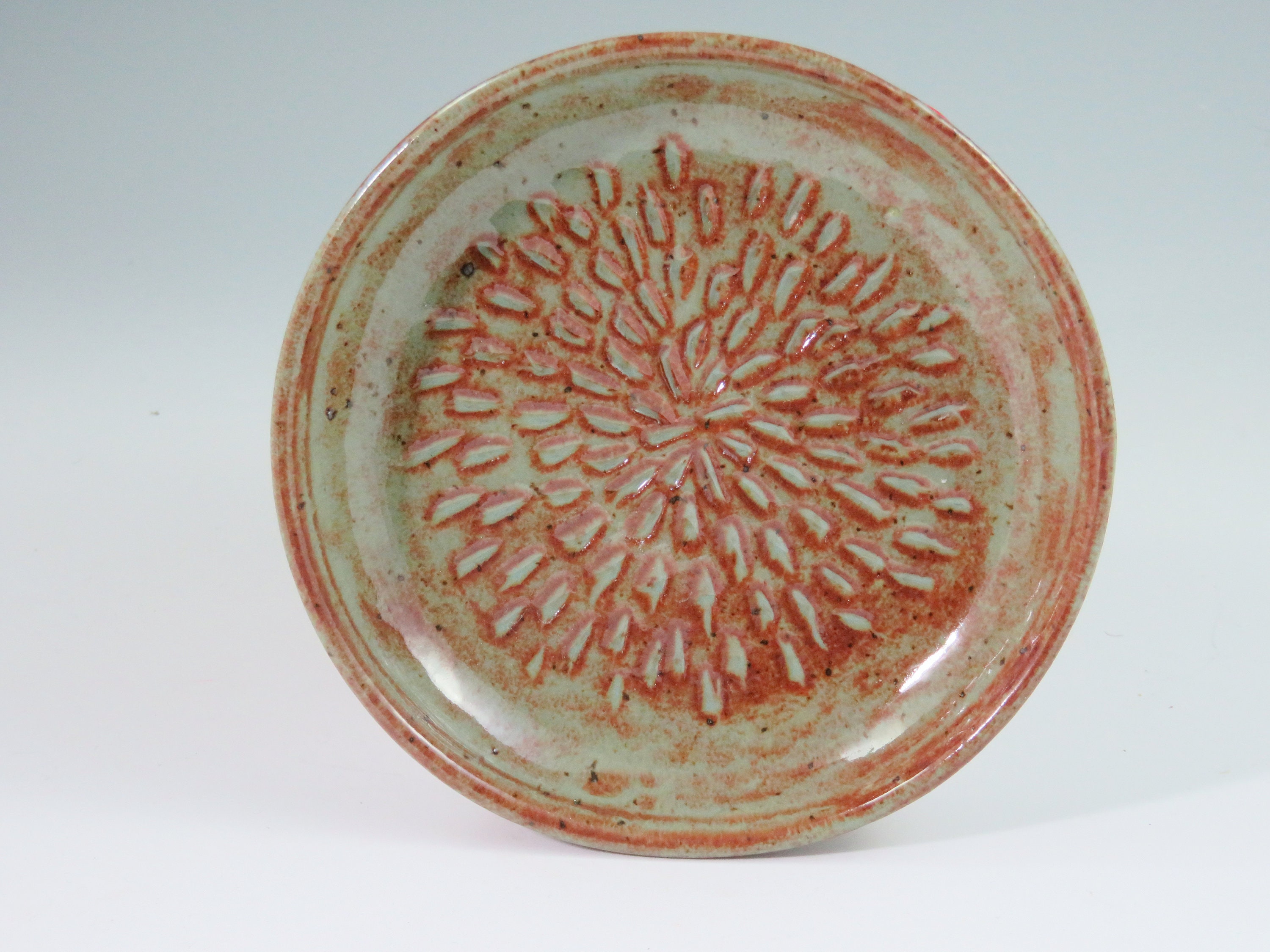 Pottery Garlic Grater Dish,Ceramic Garlic Grater,green Garlic Dish,Ready To Ship,Red Pottery