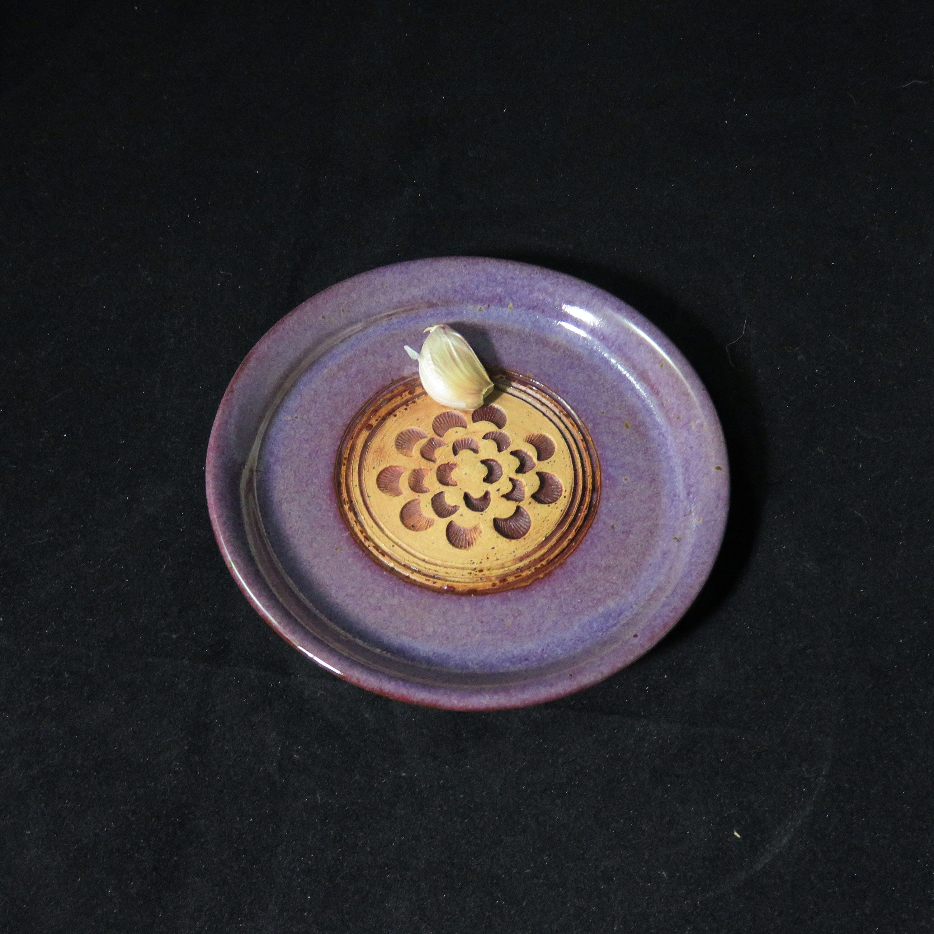 Pottery Garlic Grater,Ceramic Garlic Grater,purple Garlic Dish,Ready To