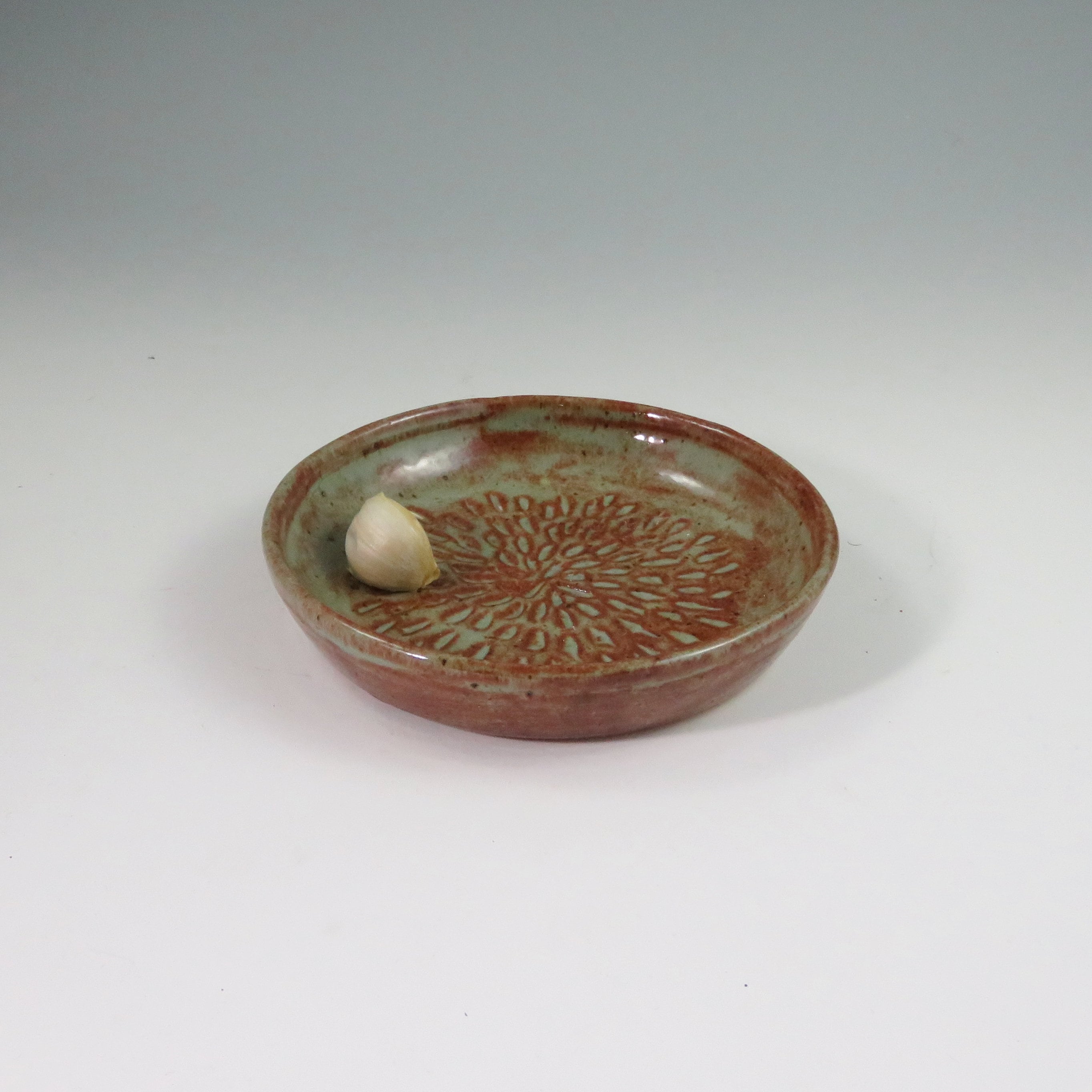 Pottery Garlic Grater Dish,Ceramic Garlic Grater,green Garlic Dish,Ready To Ship,Red Pottery