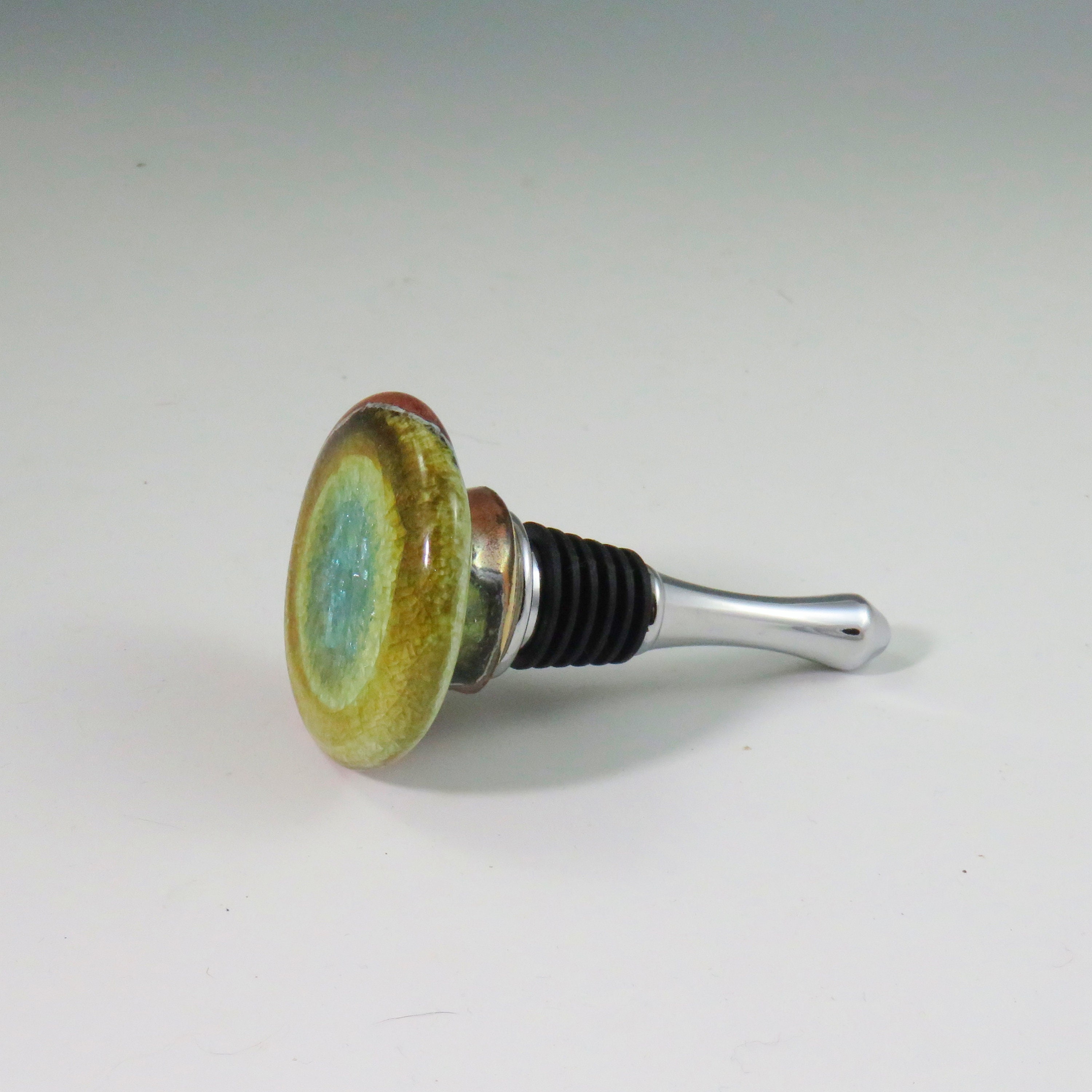 Ceramic Wine Bottle Stopper,Pottery Wine Bottle Stopper,Fused Glass and