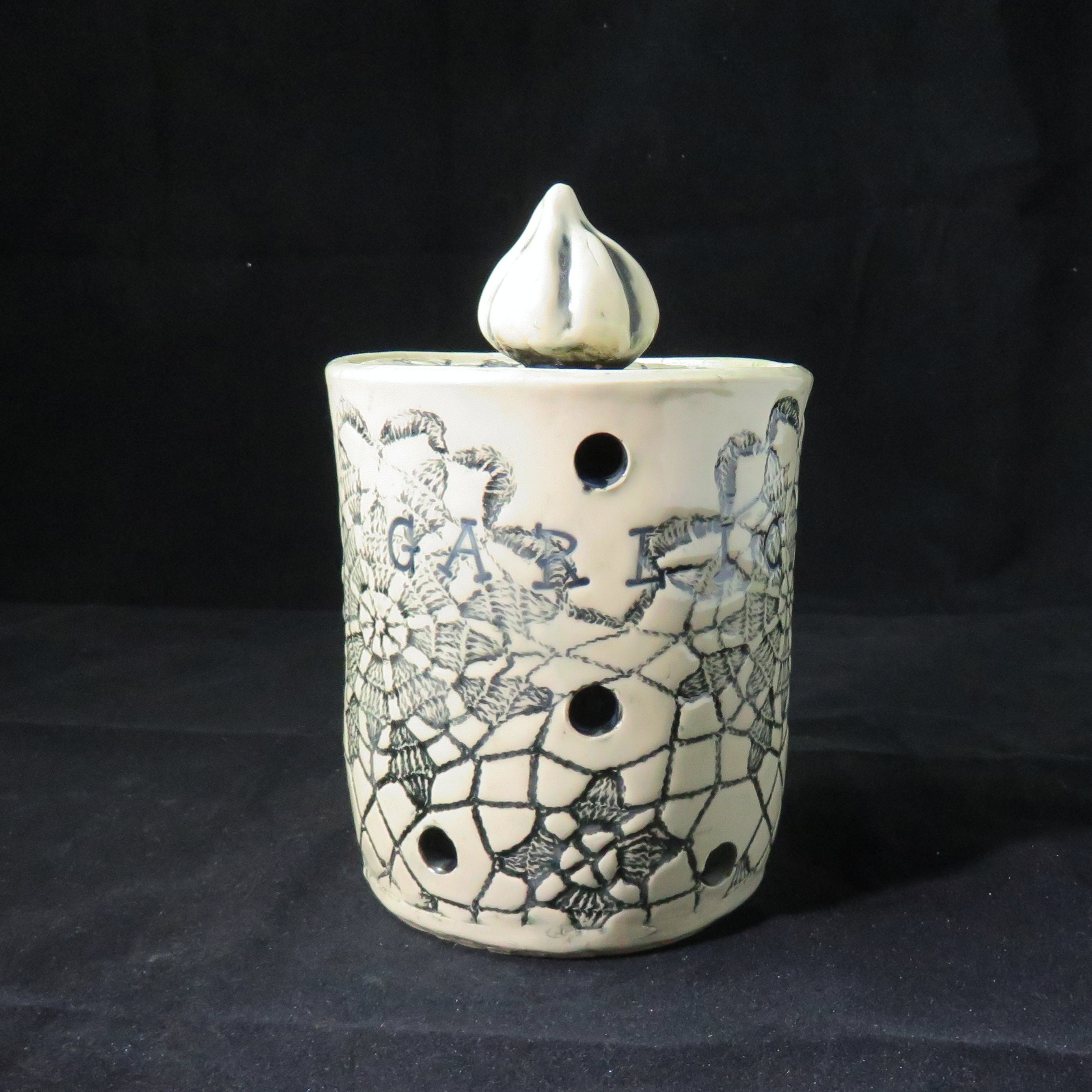 Handmade Ceramic Pottery Garlic Storage Jar Ready To Ship Ceramic