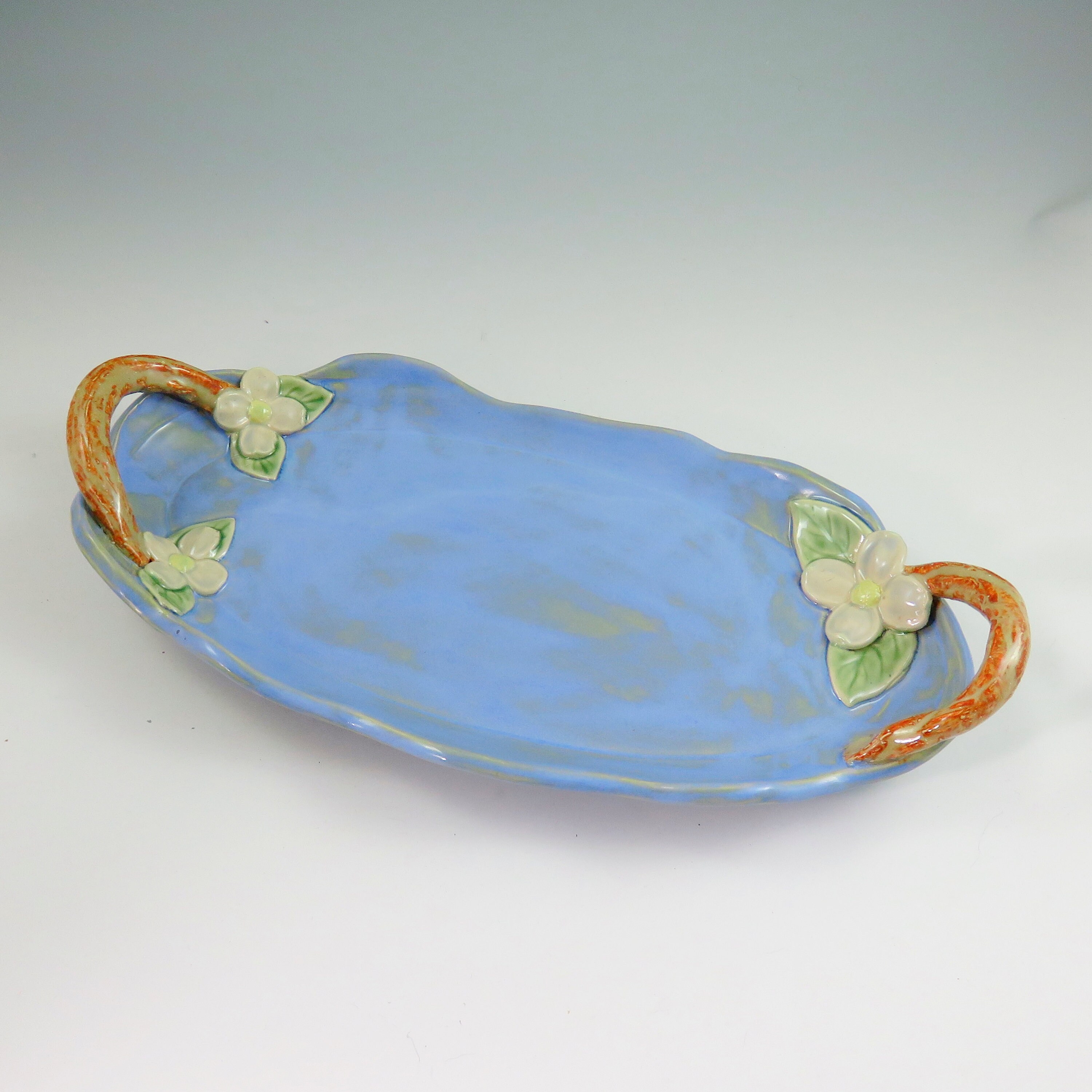 Blue Ceramic Serving Platter,Pottery Serving Tray,Pottery Platter, Blue