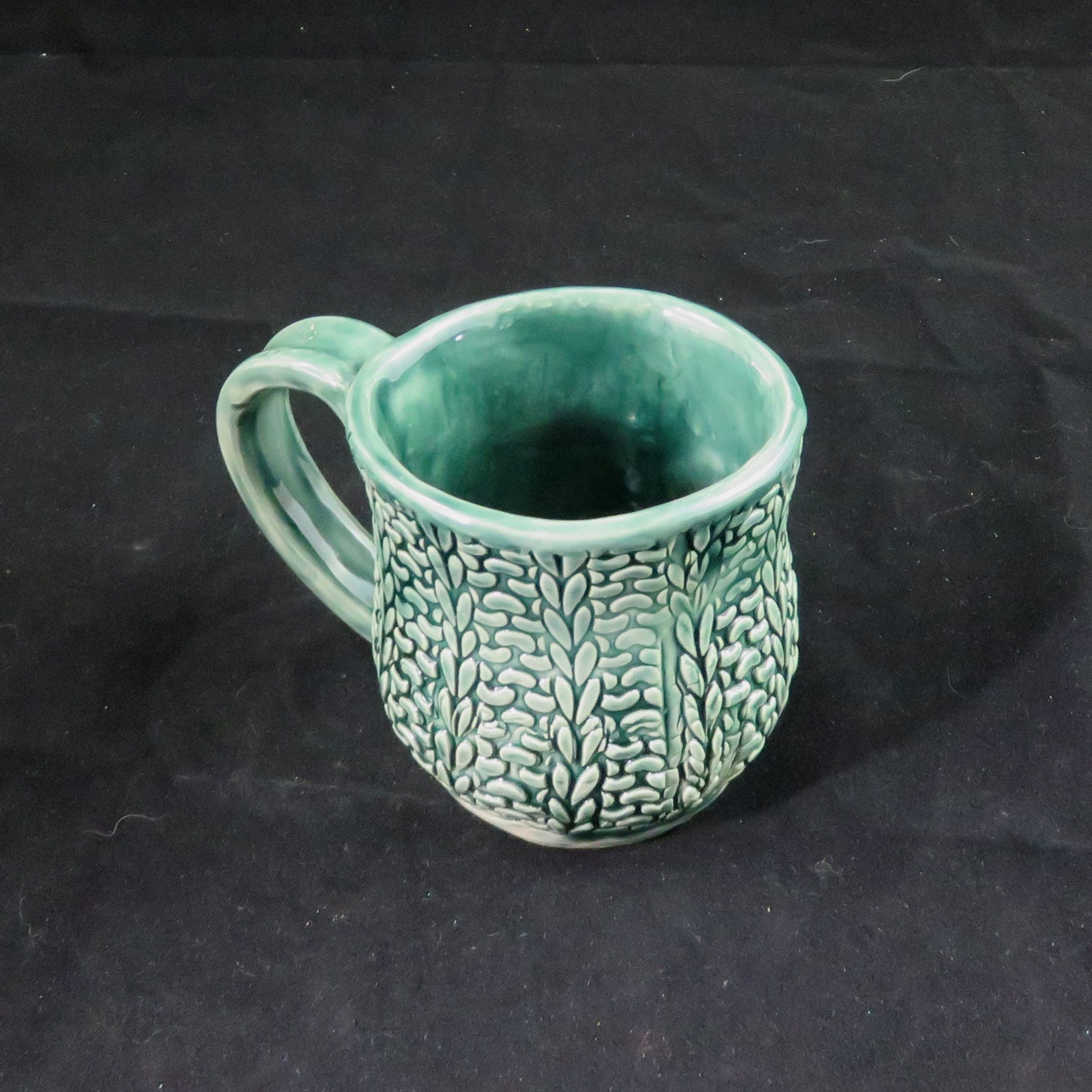 Unique pottery mug,handbuilt ceramic mug,green ceramic mug,ready to