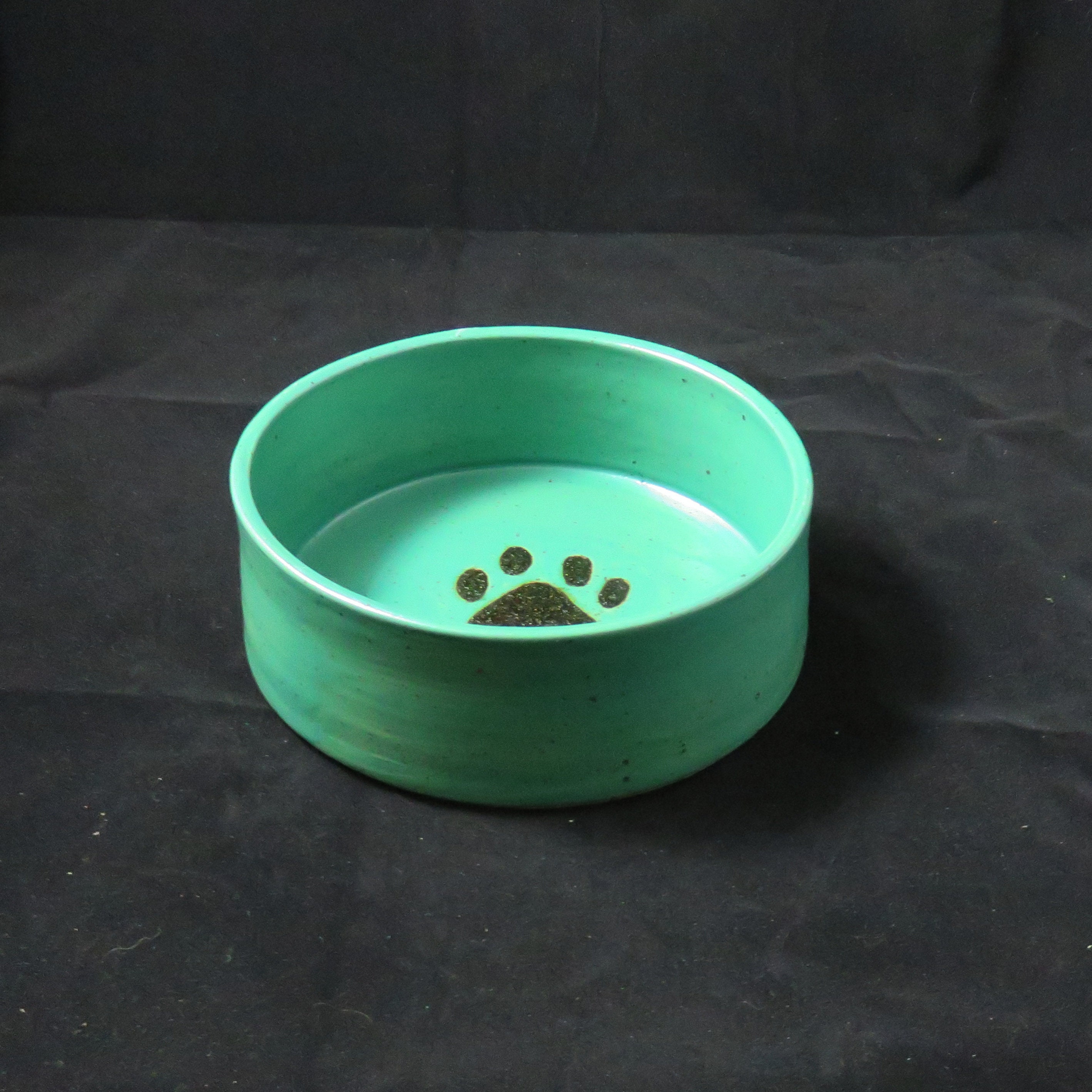 Teal Paw Print Ceramic Pottery Dog Dish Large Dog Bowl Pottery Dog Bowl Ceramic Dog Bowl