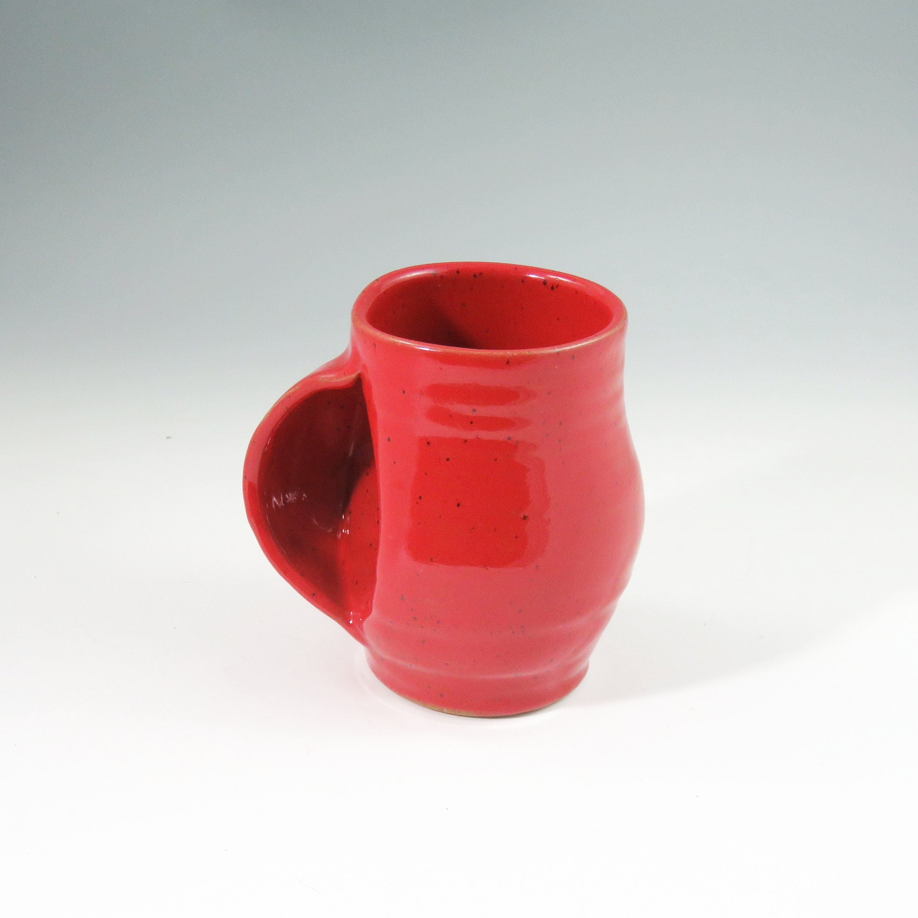 Hand Warmer Mug,Red Pottery Mug,Ready to Ship,Red Handless Mug, Ceramic