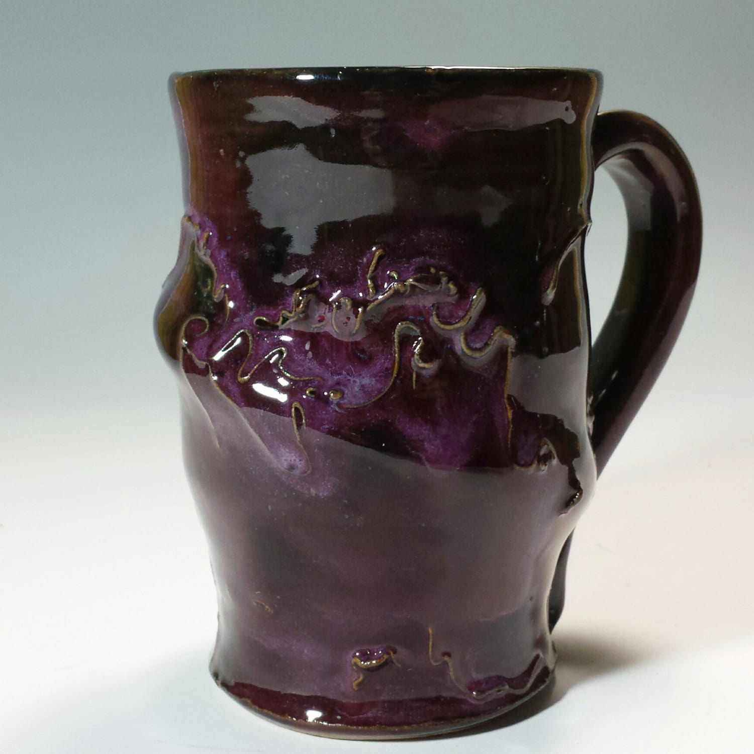 Purple Ceramic Pottery,Coffee Mug,Purple Tea Mug,Unusual Mug,Unique