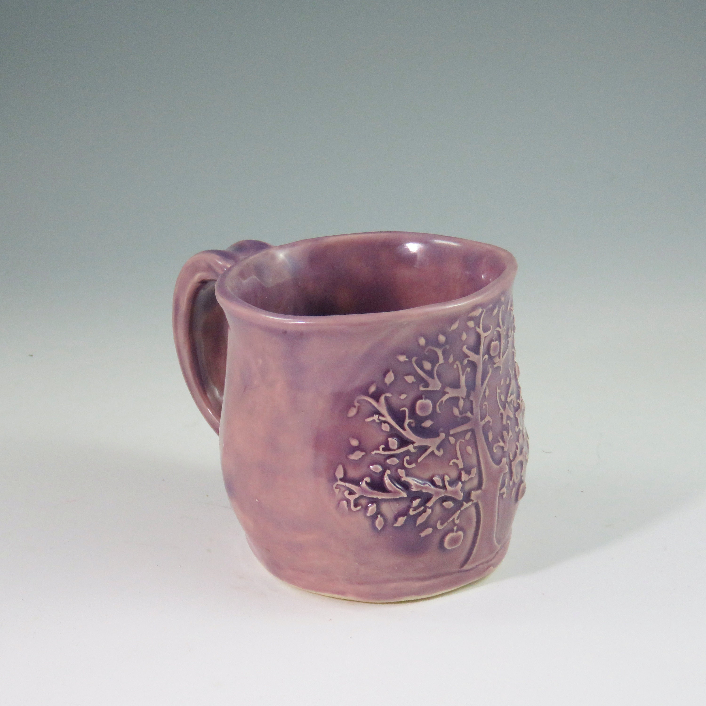 Unique pottery mug,handbuilt ceramic mug,purple ceramic mug,ready to