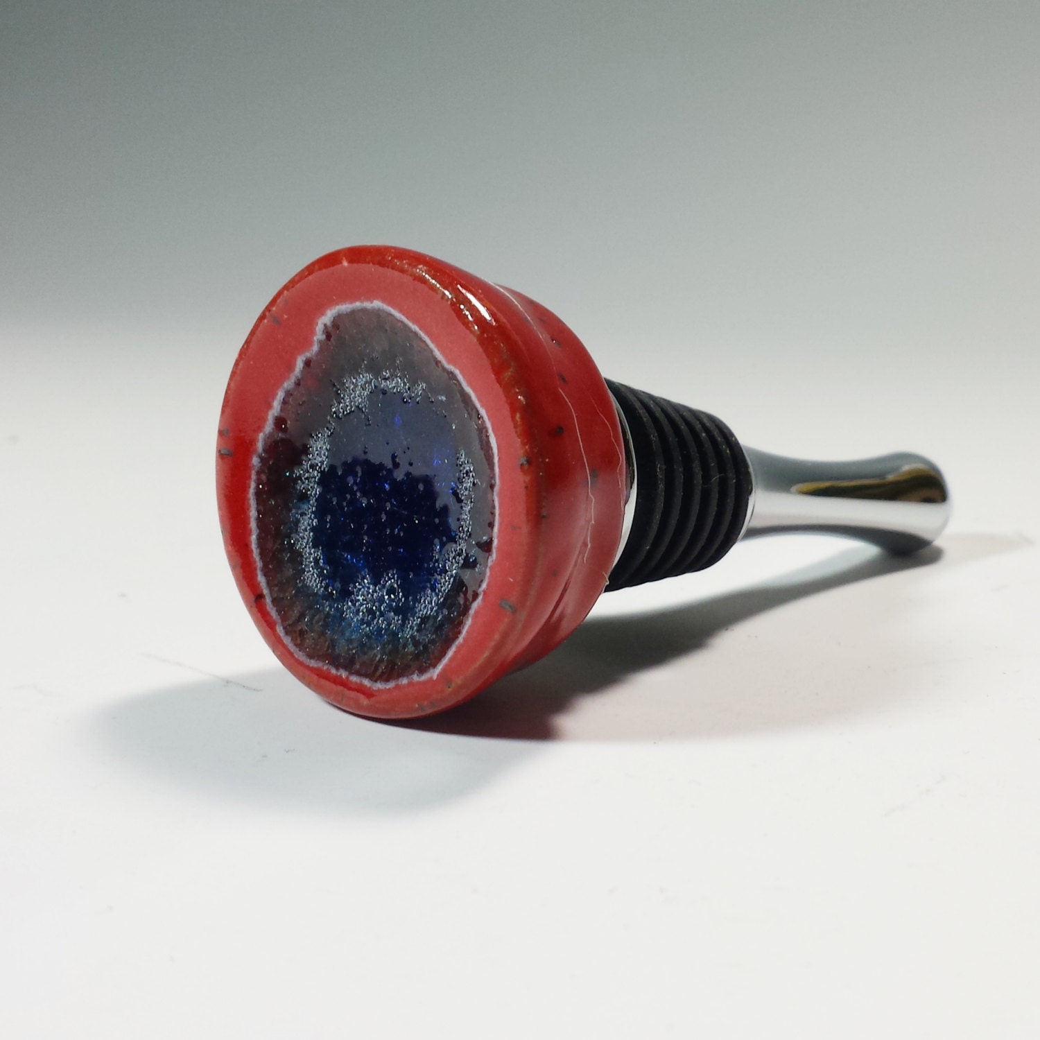 Ceramic Wine Bottle Stopper,Pottery Wine Bottle Stopper,Fused Glass and