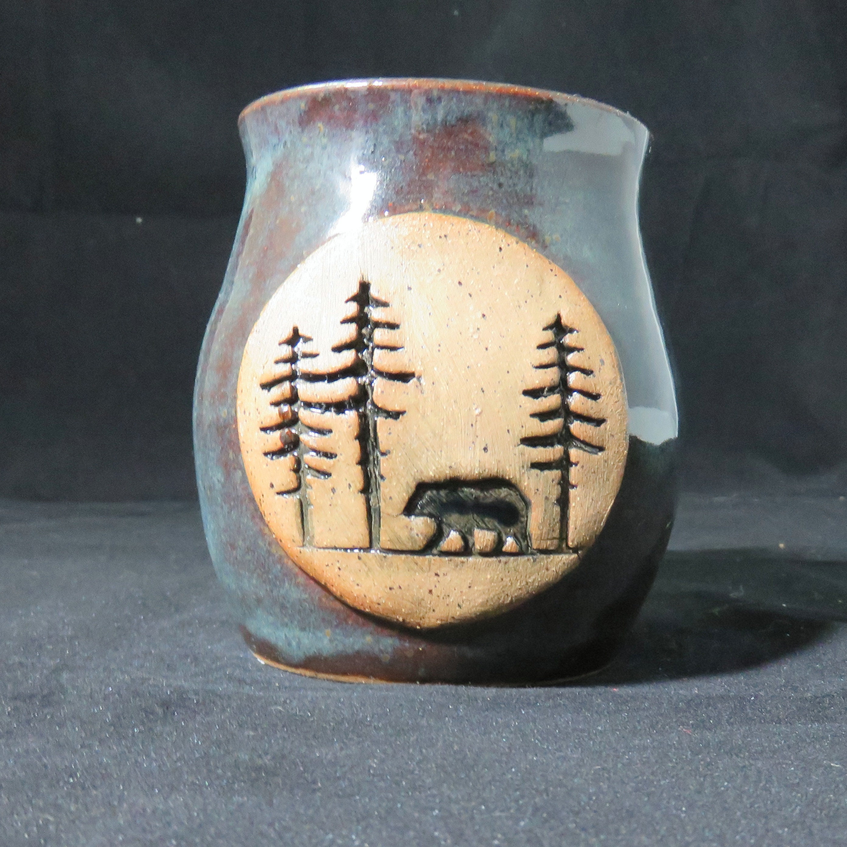 Green Handmade Ceramic Pottery Mug,12 oz. Coffee Mug,Outdoorsman Mug