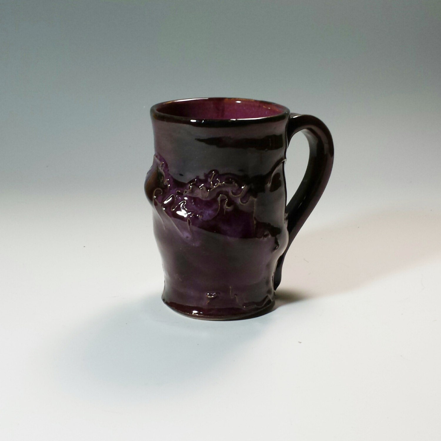 Purple Ceramic Pottery,Coffee Mug,Purple Tea Mug,Unusual Mug,Unique
